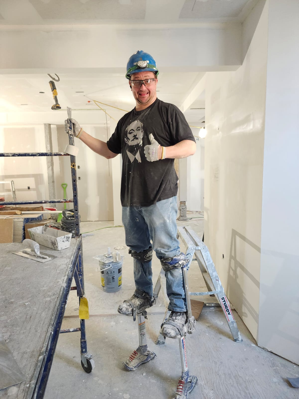 Contractor working on an interior finishing project