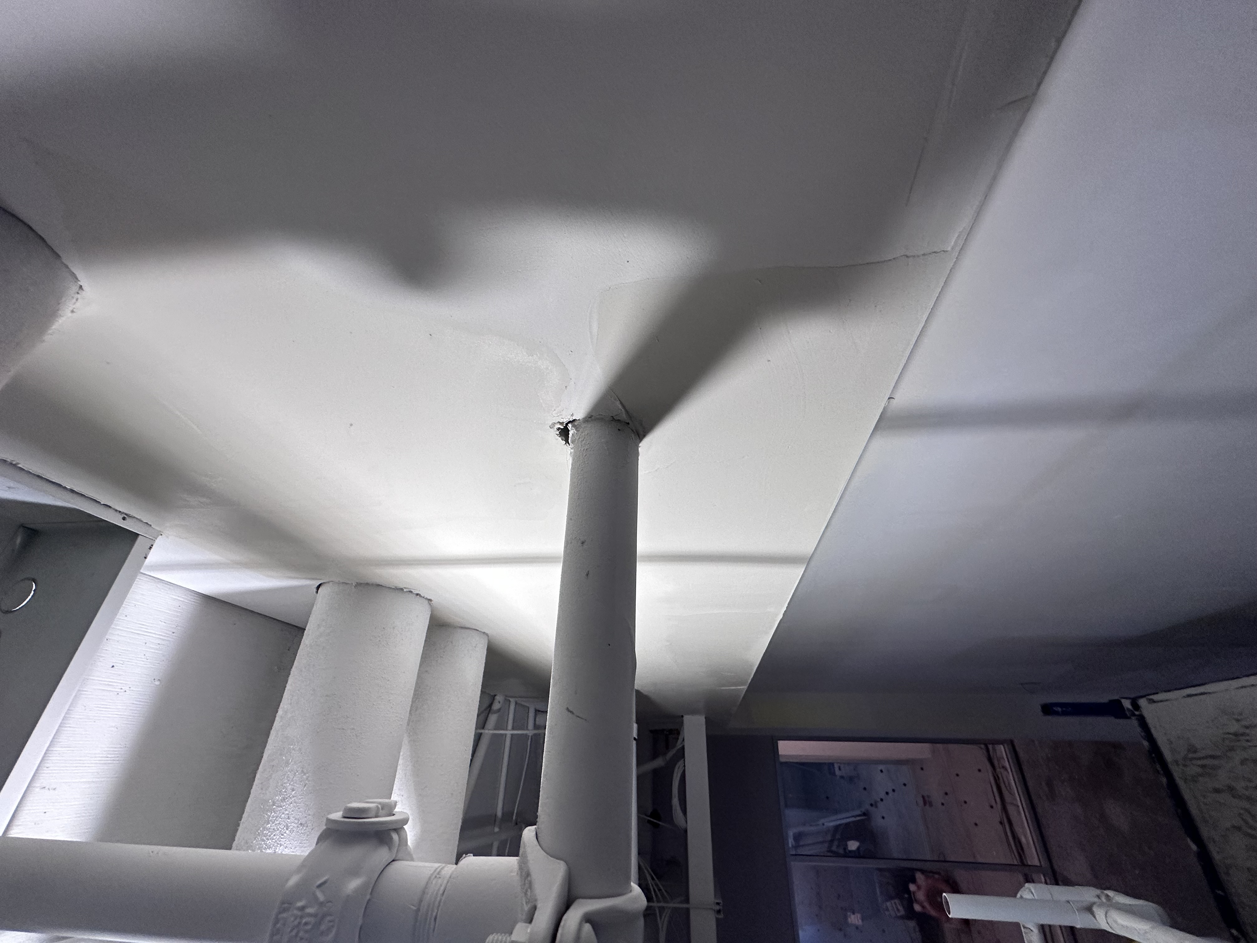 Finished interior columns and ceiling